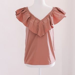 Express Ruffle V Neck Blouse